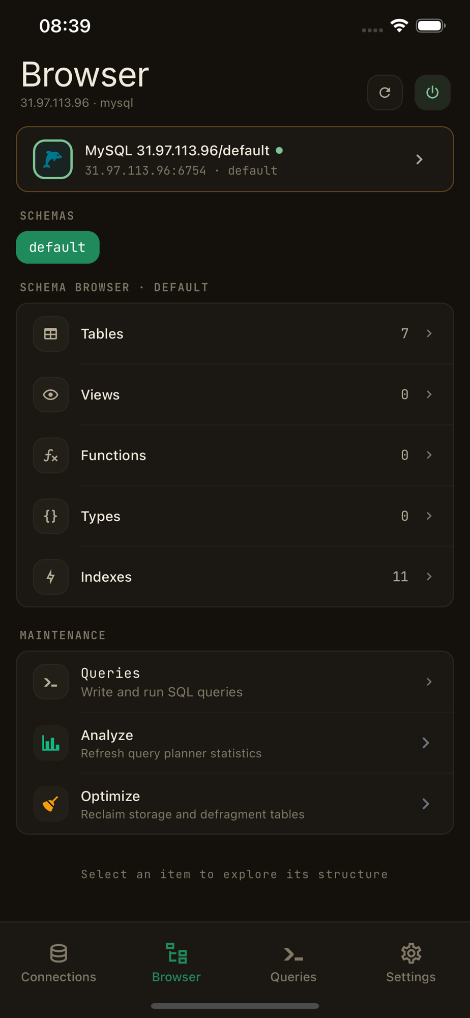 dbOrbit schema browser screen